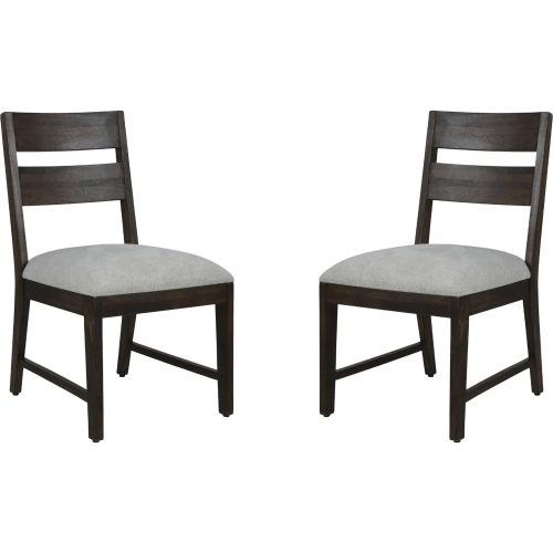 Portico Ladderback Dining Chair in Brown Mango Wood & Neutral Fabric (Set of 2)