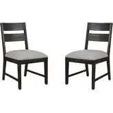 Portico Ladderback Dining Chair in Brown Mango Wood & Neutral Fabric (Set of 2)