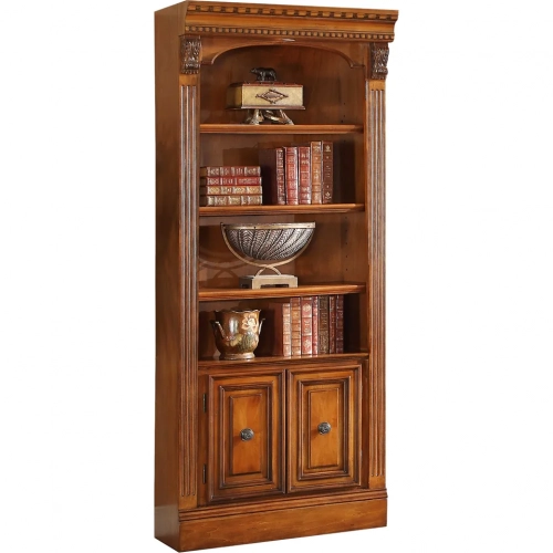 Huntington 32" Open Top Bookcase in Antique Vintage Pecan Brown Wood