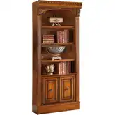 Huntington 32" Open Top Bookcase in Antique Vintage Pecan Brown Wood