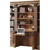 Huntington Library Desk & Hutch in Antique Vintage Pecan Brown Wood