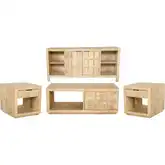 Laguna 4 Piece Coffee Cocktail Table Set in Bleached Natural Mango Wood
