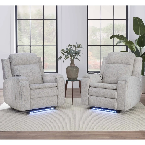 Armstrong Power Recliner with Heat Massage & Auto Glide in Shore Gray Fabric (Set of 2)