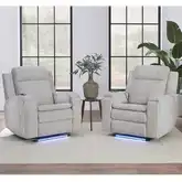 Armstrong Power Recliner with Heat Massage & Auto Glide in Shore Gray Fabric (Set of 2)