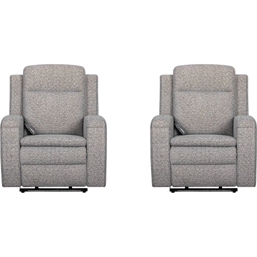 Armstrong Power Recliner with Heat Massage & Auto Glide in Storm Gray Fabric (Set of 2)