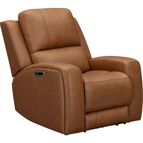 Belmont Zero Gravity Power Recliner in Caramel Brown Top Grain Leather