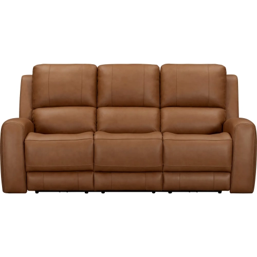 Belmont Zero Gravity Power Recline Sofa in Caramel Brown Top Grain Leather