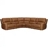 Belmont 7 Piece Zero Gravity Power Recline Sectional Sofa in Caramel Brown Leather