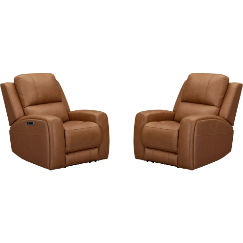 Belmont Zero Gravity Power Recliner in Caramel Brown Top Grain Leather (Set of 2)