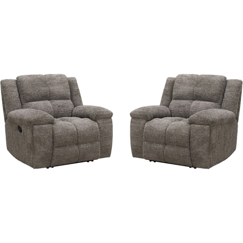 Buster Manual Recliner in Cabot Stone Brown Velvet Fabric (Set of 2)