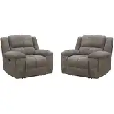 Buster Manual Recliner in Cabot Stone Brown Velvet Fabric (Set of 2)