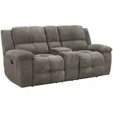 Buster Manual Recline Console Loveseat in Cabot Stone Brown Velvet Fabric