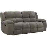 Buster Manual Recline Sofa in Cabot Stone Brown Velvet Fabric