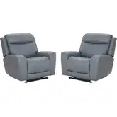 Callahan Power Lift Recliner with Heat & Massage in Evening Gray Vegan Leather (Set of 2)
