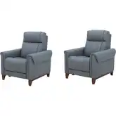 Conrad Power High Leg Recliner in Blue Dusk Vegan Leather (Set of 2)