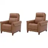 Conrad Power High Leg Recliner in Copper Brown Vegan Leather (Set of 2)