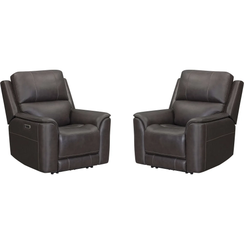 Easton Zero Gravity Power Recliner in Brown Top Grain Leather (Set of 2)