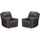 Easton Zero Gravity Power Recliner in Brown Top Grain Leather (Set of 2)