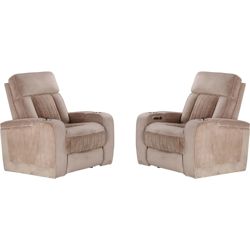Equinox Power Recliner in Mushroom Tan Fabric (Set of 2)