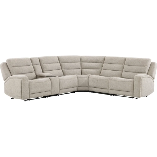 Felix 6 Piece Zero Gravity Power Recline Sectional Sofa in Fawn Beige Fabric