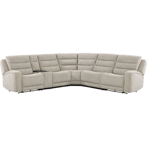 Felix 6 Piece Zero Gravity Power Recline Sectional Sofa with Cooler Console in Beige Fabric
