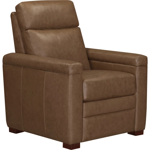 Garrison Manual Pushback Recliner in Tobacco Brown Top Grain Leather