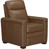 Garrison Manual Pushback Recliner in Tobacco Brown Top Grain Leather