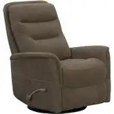 Gemini Manual Swivel Glider Recliner in Shiitake Brown Fabric