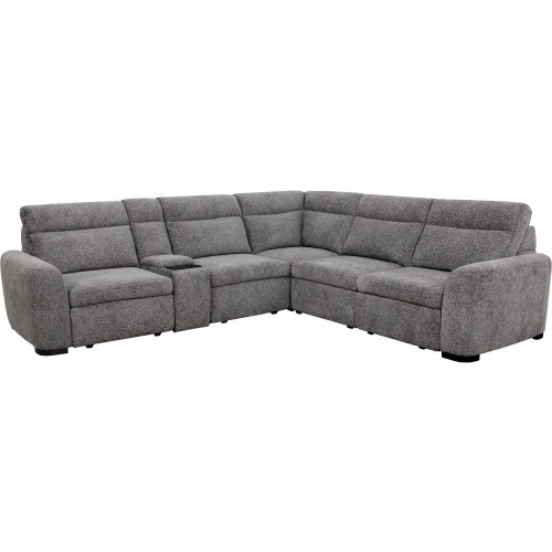 Kline 6 Piece Power Slider Sectional Sofa with Extension Footrests in Gray Fabric