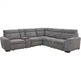 Kline 6 Piece Power Slider Sectional Sofa with Extension Footrests in Gray Fabric