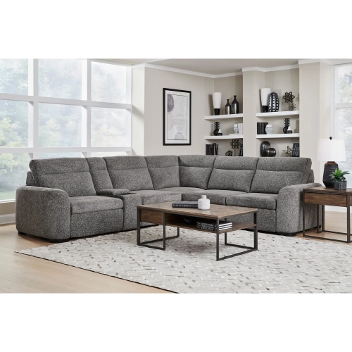 Kline 6 Piece Power Recline Sectional Sofa with Extension Footrests in Gray Fabric