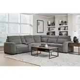 Kline 6 Piece Power Recline Sectional Sofa with Extension Footrests in Gray Fabric