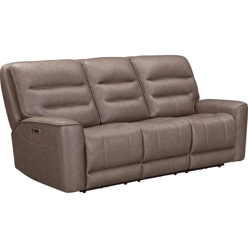 Lawson Zero Gravity Power Recline Sofa with Drop Table in Brown Vegan Leather