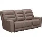 Lawson Zero Gravity Power Recline Sofa with Drop Table in Brown Vegan Leather