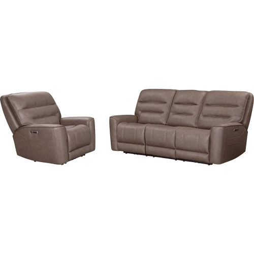Lawson Zero Gravity Power Recline Sofa & Recliner in Brown Vegan Leather