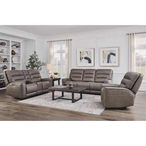 Lawson Zero Gravity Power Recline Sofa Loveseat & Recliner in Brown Vegan Leather