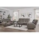Lawson Zero Gravity Power Recline Sofa Loveseat & Recliner in Brown Vegan Leather