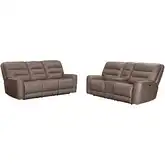 Lawson Zero Gravity Power Recline Sofa & Loveseat in Brown Vegan Leather