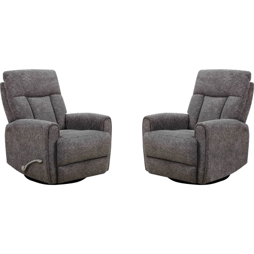 Natalia Manual Swivel Glider Recliner in Nightfall Gray Fabric (Set of 2)