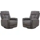 Natalia Manual Swivel Glider Recliner in Nightfall Gray Fabric (Set of 2)