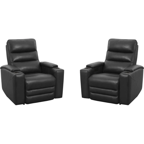Nexus Zero Gravity Power Recliner in Autumn Black Top Grain Leather (Set of 2)