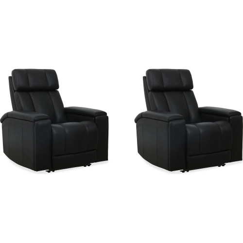 Phoenix Zero Gravity Power Recliner with Immersive Audio in Black Leather (Set of 2)