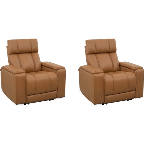 Phoenix Zero Gravity Power Recliner with Immersive Audio in Brown Leather (Set of 2)