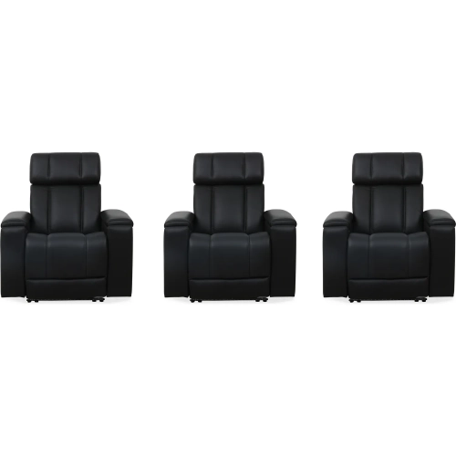 Phoenix Zero Gravity Power 3 Home Theater Recliners with Immersive Audio in Black Leather