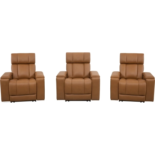 Phoenix Zero Gravity Power 3 Home Theater Recliners with Immersive Audio in Brown Leather