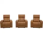 Phoenix Zero Gravity Power 3 Home Theater Recliners with Immersive Audio in Brown Leather
