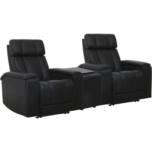 Phoenix ZG Power 2 Home Theater Recliners, Wedge & Immersive Audio in Black Leather