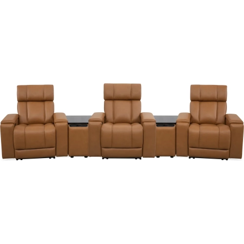 Phoenix ZG Power 3 Home Theater Recliners, Wedges & Immersive Audio in Brown Leather