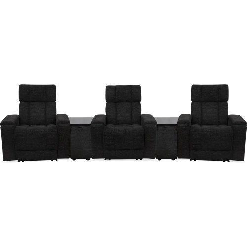 Phoenix ZG Power 3 Home Theater Recliners, Wedges & Immersive Audio in Black Fabric