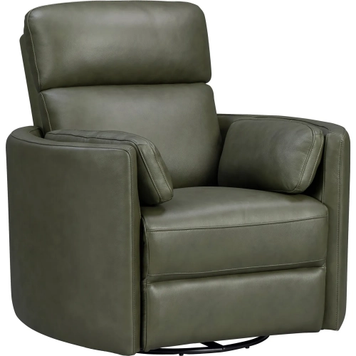 Radius Power Swivel Glider Recliner in Sage Green Leather